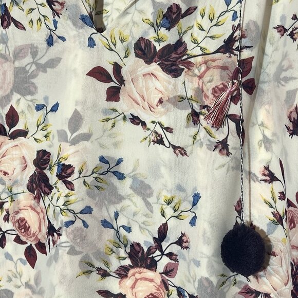Misa Los Angeles Women’s Top Sia Pink Floral Roses Medium Size Chiffon Blouse - Picture 13 of 13